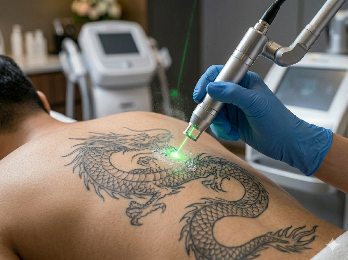 VTCT ITEC Level 5 激光洗紋身課程操作示意圖