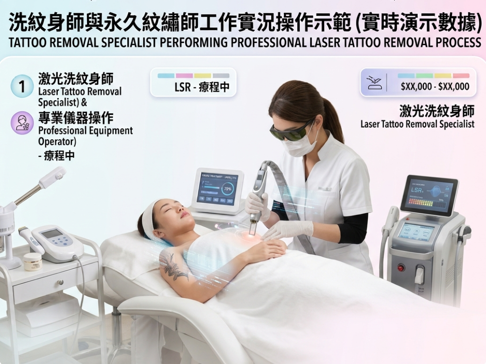 Vice Principal Lawrance Wong and Principal Joie Wong sharing their Lion Rock Spirit journey - tattoo removal specialist performing professional tattoo removal with laser equipment