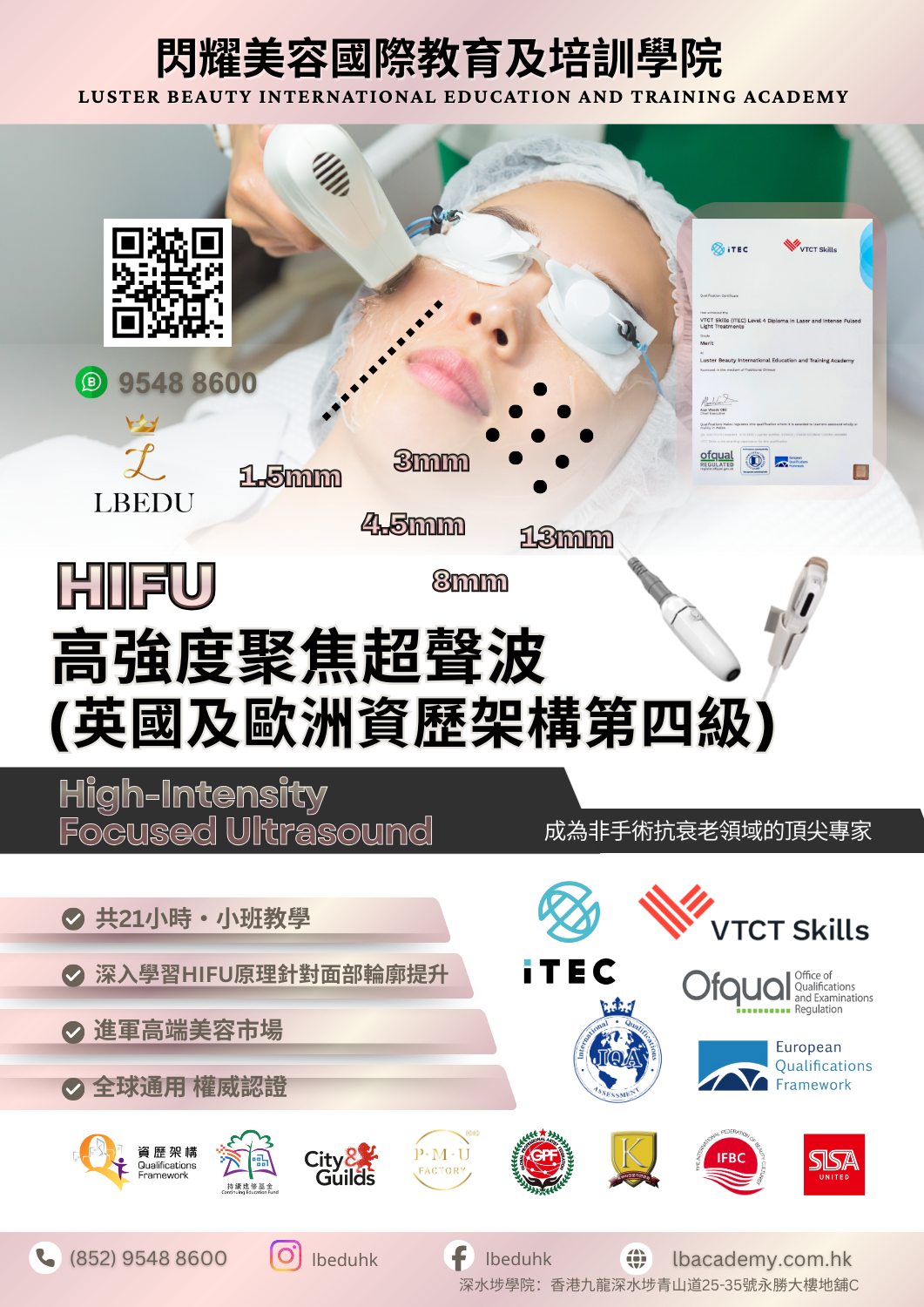 VTCT iTEC Level 4 HIFU 高強度聚焦超聲波國際證書課程橫幅