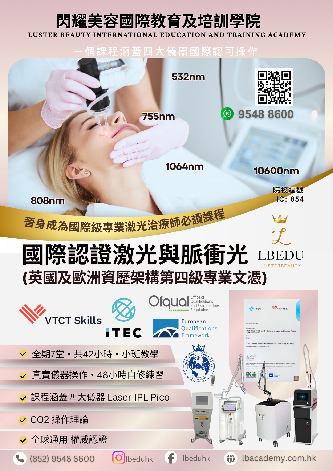 VTCT Skills ITEC Level 4 激光彩光及脈衝光操作師國際文憑課程海報 - 專業激光脫毛、皮膚嫩膚治療師認證培訓