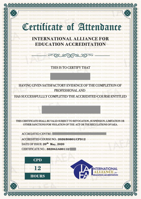 CPD - Certificate of Achievement 持續專業進修課程證書