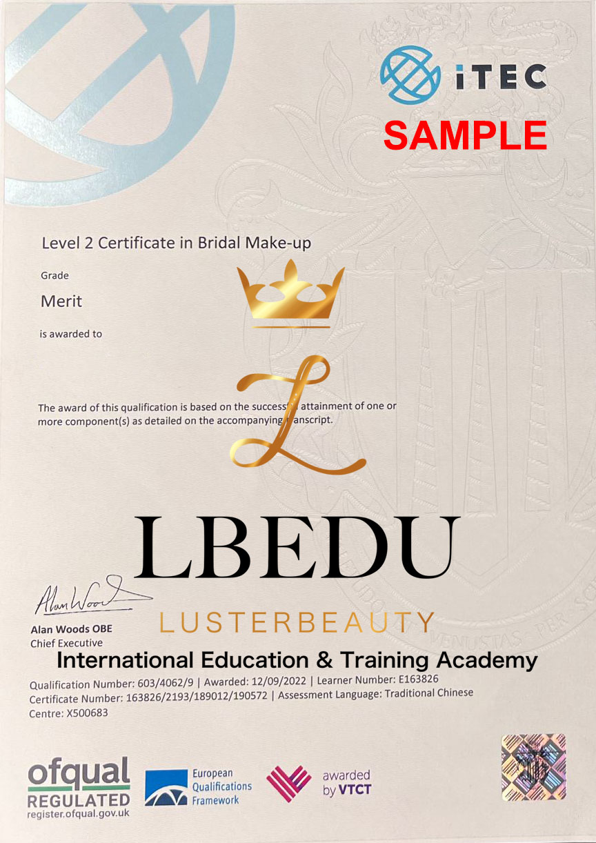 VTCT iTEC Level 2 Certificate in Bridal Make-up Merit Sample Certificate.jpg
