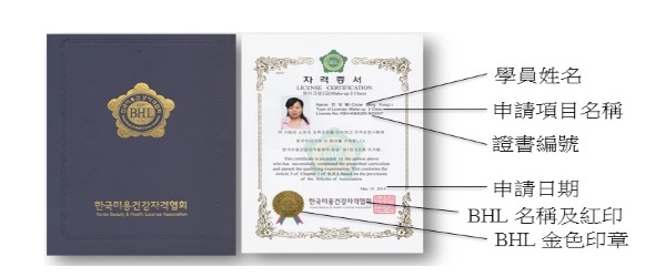 IBHGU BHL Korea Beauty and Health License Association Certificate